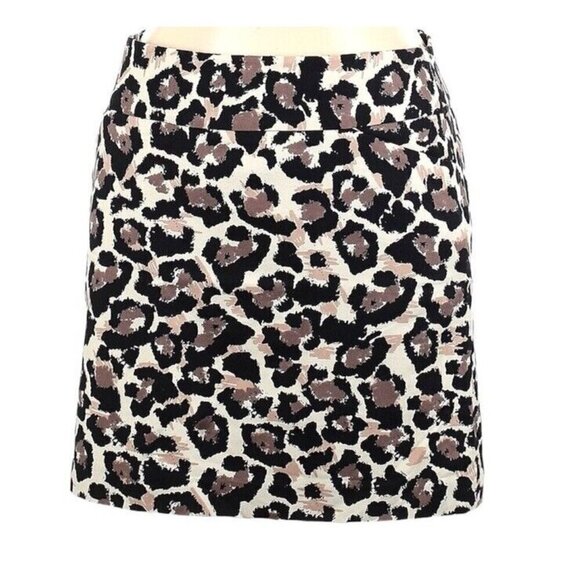 Ann Taylor Loft Animal Leopard Print Mid Rise Pencil Mini Skirt size Petite 2 - Picture 1 of 5